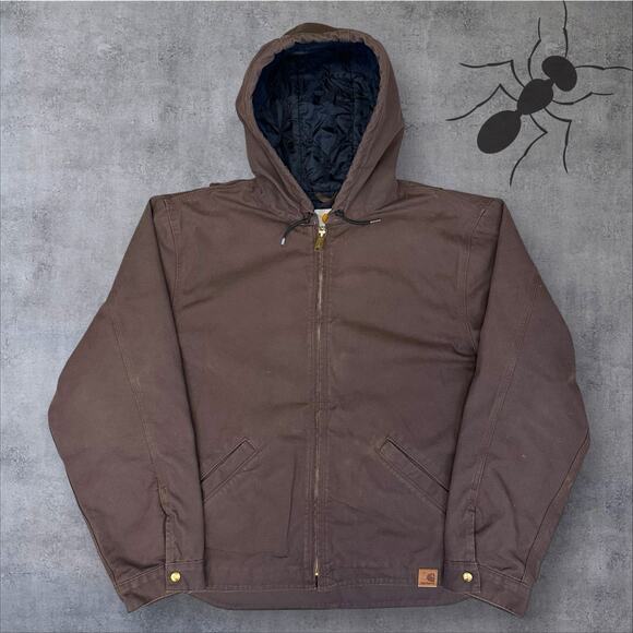 Vintage Y2K brown Carhartt hooded work wear jacket